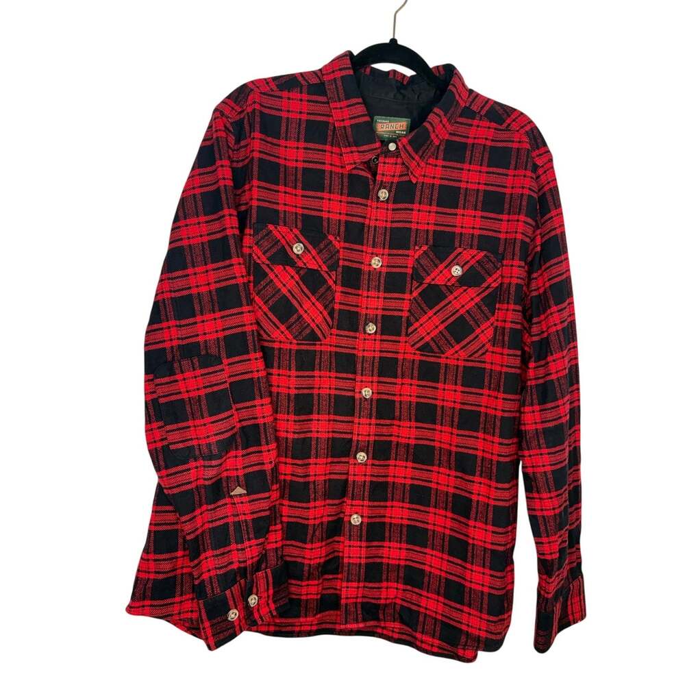 Tecovas Ranch Wear Heavyweight Flannel Shirt XL Classic Red Black Buffalo Plaid